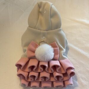 Chic Pink and Cream Dog Hoodie with Ruffles